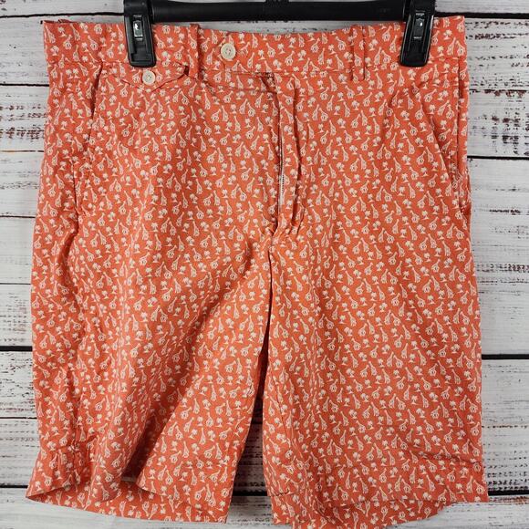 Polo Golf Ralph Lauren Classic Fit Shorts 33 Orange Giraffe Print Cotton Blend - Picture 1 of 9